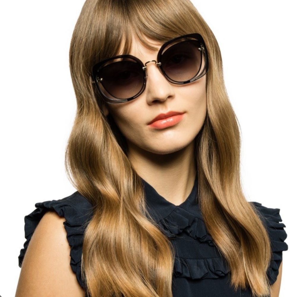 Miu Miu SMU54S Scenique Cut-Out Butterfly Square Black Sunglasses - Picture 2 of 15
